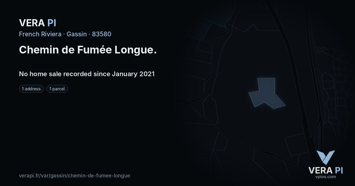 Chemin de Fumée Longue, Gassin at night – every parcel coloured by the prices around it, the street's own parcels lit