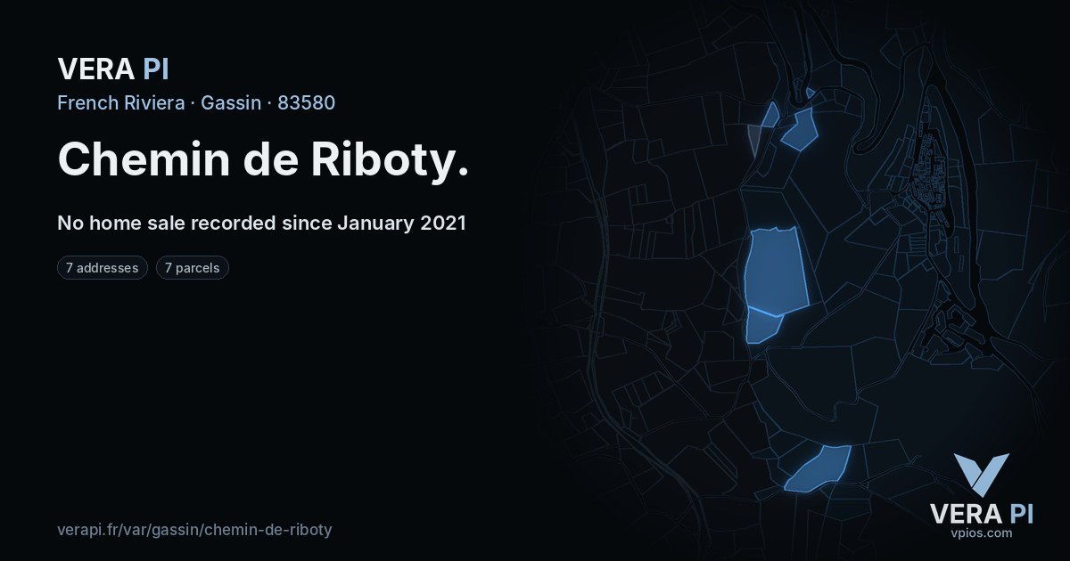 Chemin de Riboty, Gassin at night – every parcel coloured by the prices around it, the street's own parcels lit