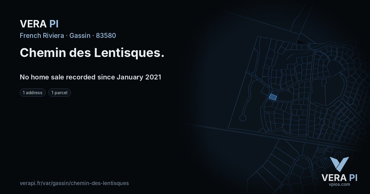 Chemin des Lentisques, Gassin at night – every parcel coloured by the prices around it, the street's own parcels lit