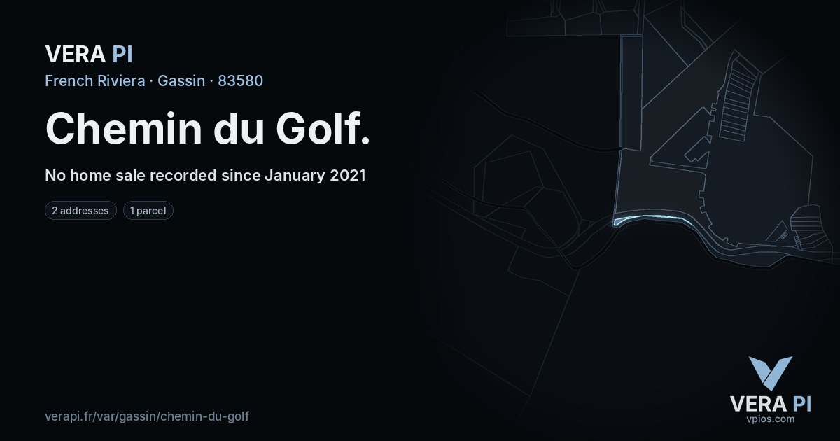 Chemin du Golf, Gassin at night – every parcel coloured by the prices around it, the street's own parcels lit