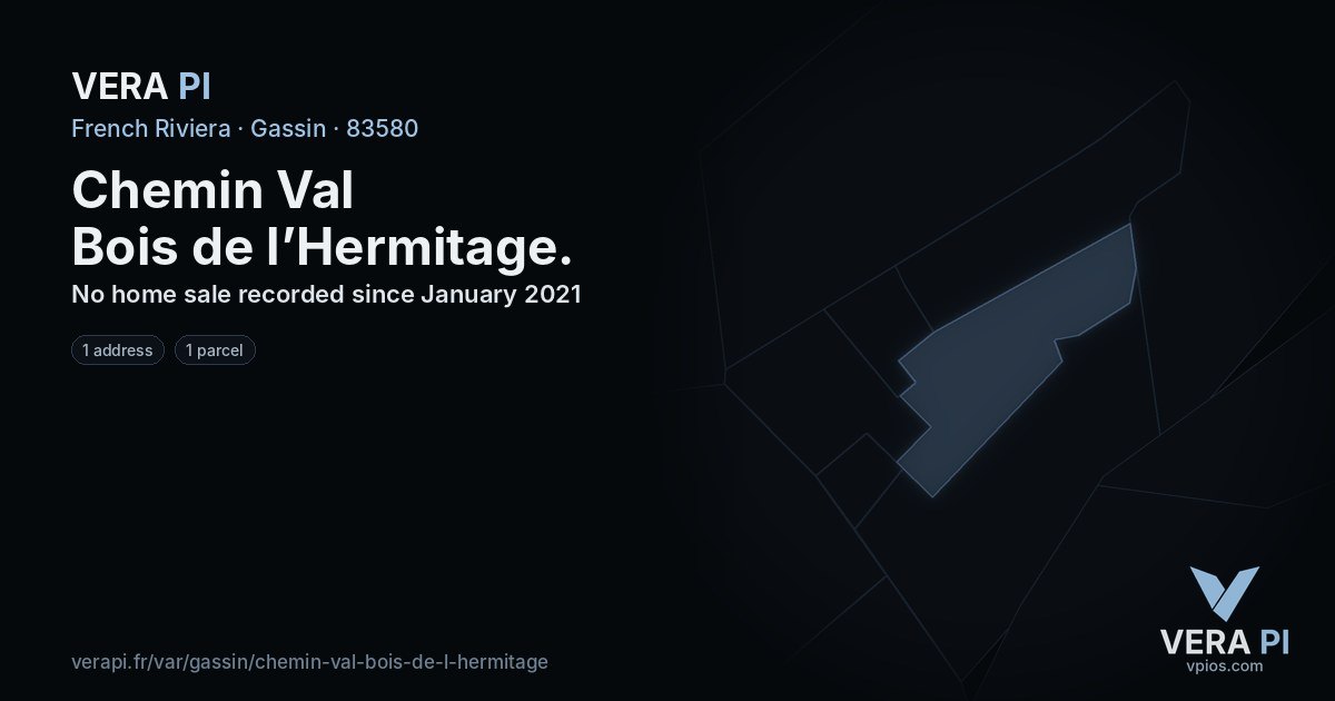 Chemin Val Bois de l’Hermitage, Gassin at night – every parcel coloured by the prices around it, the street's own parcels lit