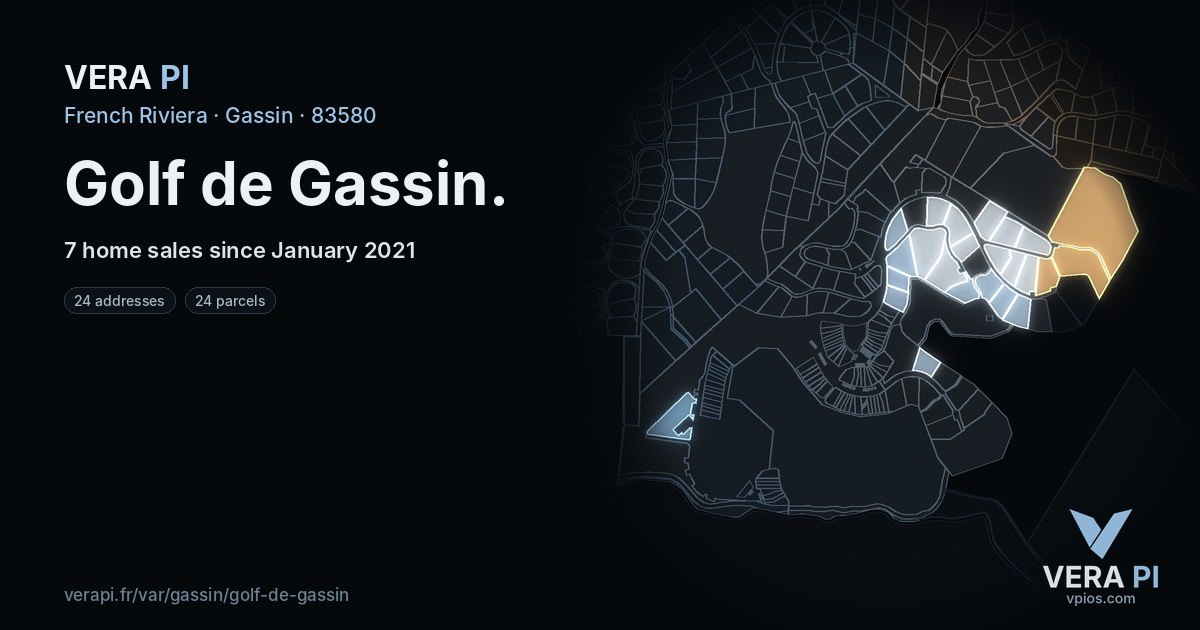 Golf de Gassin, Gassin at night – every parcel coloured by the prices around it, the street's own parcels lit