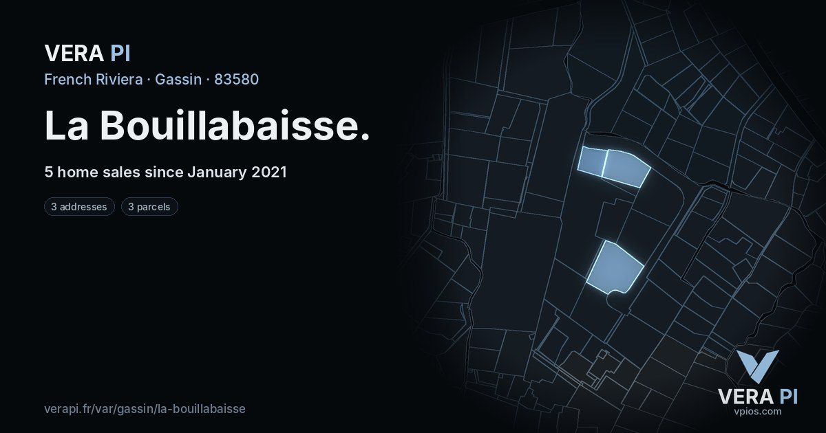 La Bouillabaisse, Gassin at night – every parcel coloured by the prices around it, the street's own parcels lit