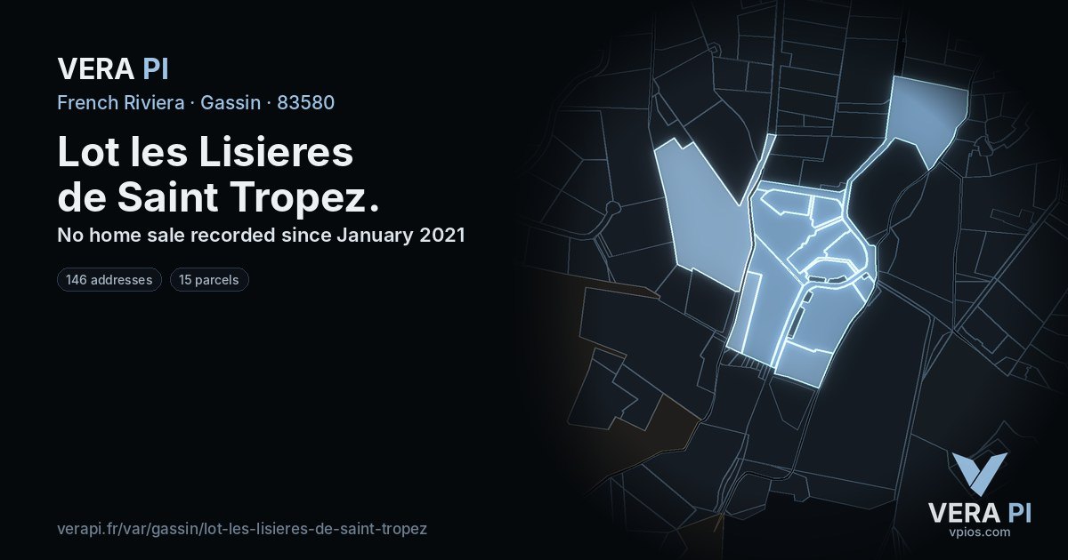 Lot les Lisieres de Saint Tropez, Gassin at night – every parcel coloured by the prices around it, the street's own parcels lit