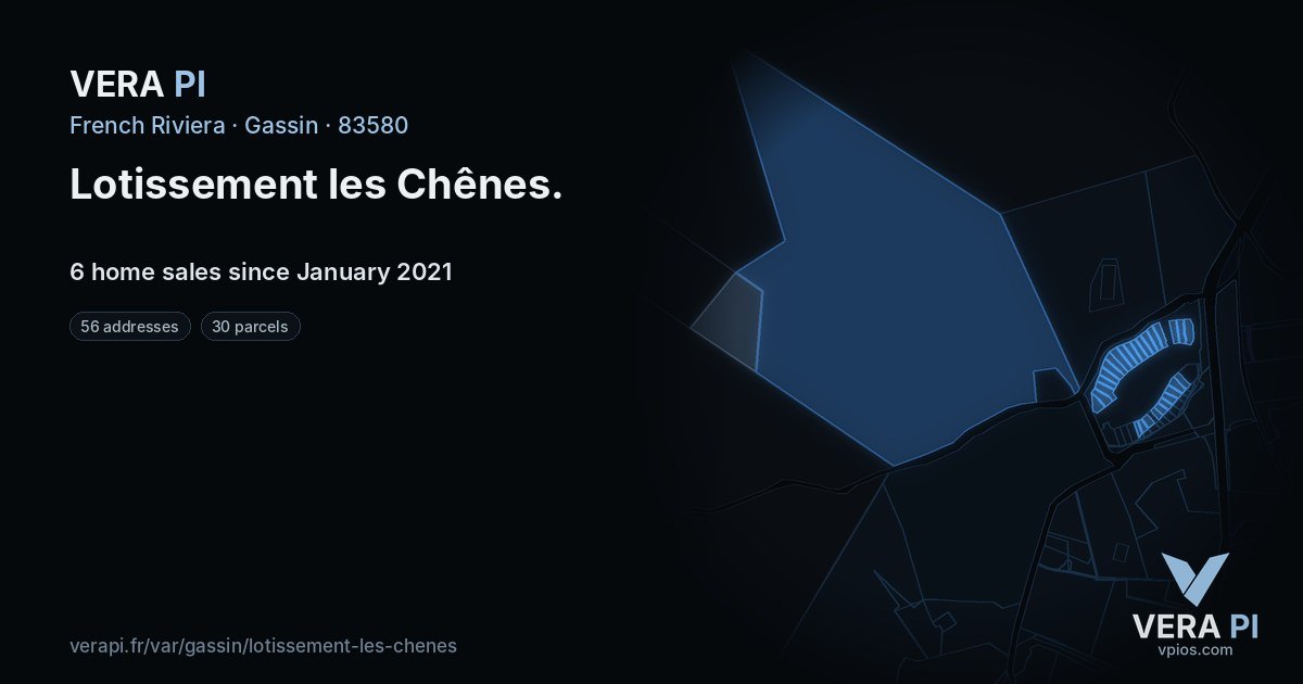 Lotissement les Chênes, Gassin at night – every parcel coloured by the prices around it, the street's own parcels lit