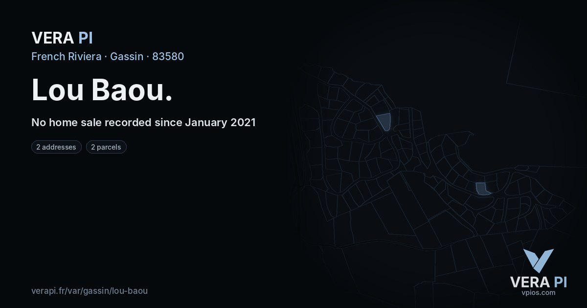 Lou Baou, Gassin at night – every parcel coloured by the prices around it, the street's own parcels lit