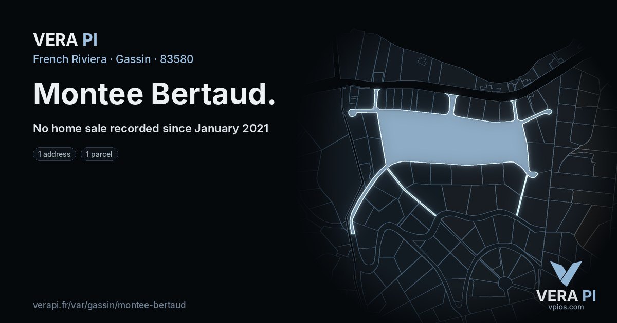Montee Bertaud, Gassin at night – every parcel coloured by the prices around it, the street's own parcels lit