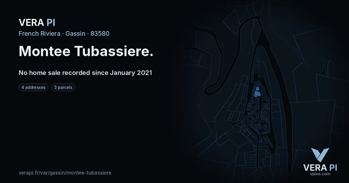 Montee Tubassiere, Gassin at night – every parcel coloured by the prices around it, the street's own parcels lit