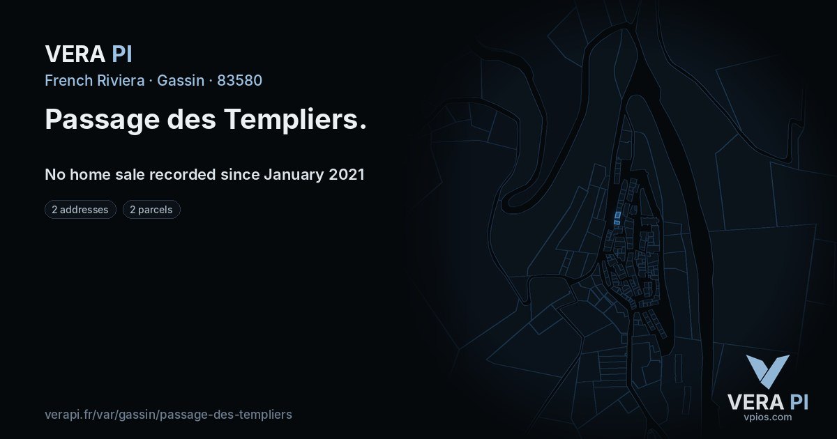 Passage des Templiers, Gassin at night – every parcel coloured by the prices around it, the street's own parcels lit