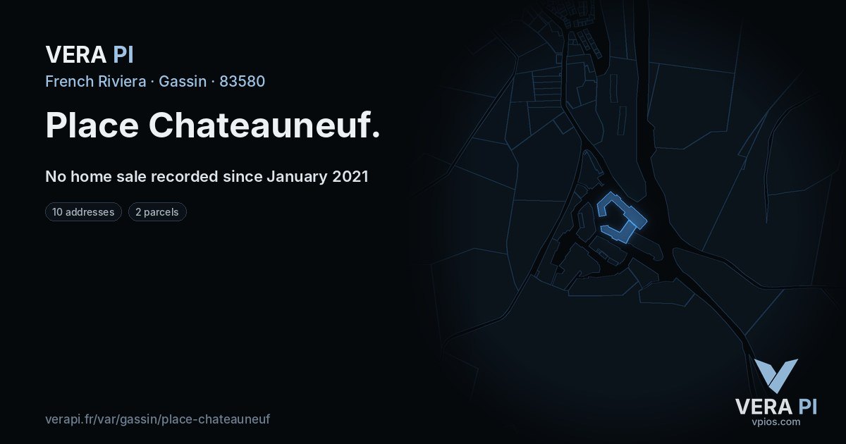 Place Chateauneuf, Gassin at night – every parcel coloured by the prices around it, the street's own parcels lit
