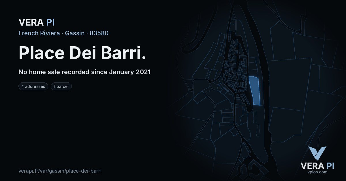 Place Dei Barri, Gassin at night – every parcel coloured by the prices around it, the street's own parcels lit