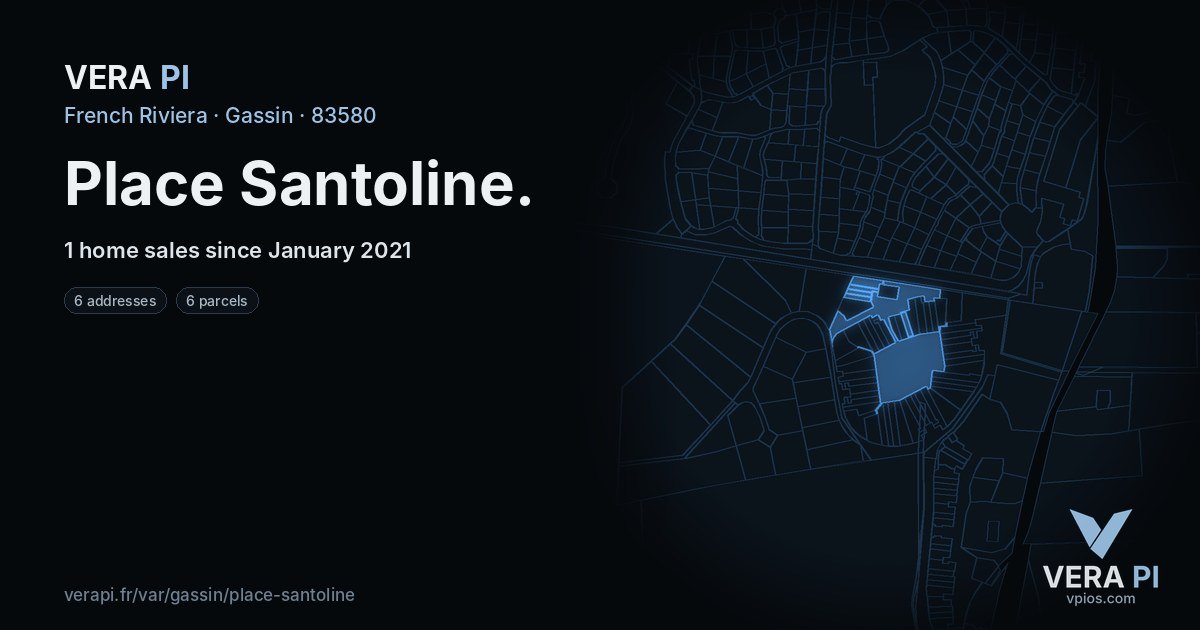 Place Santoline, Gassin at night – every parcel coloured by the prices around it, the street's own parcels lit