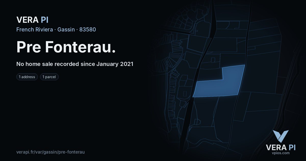 Pre Fonterau, Gassin at night – every parcel coloured by the prices around it, the street's own parcels lit