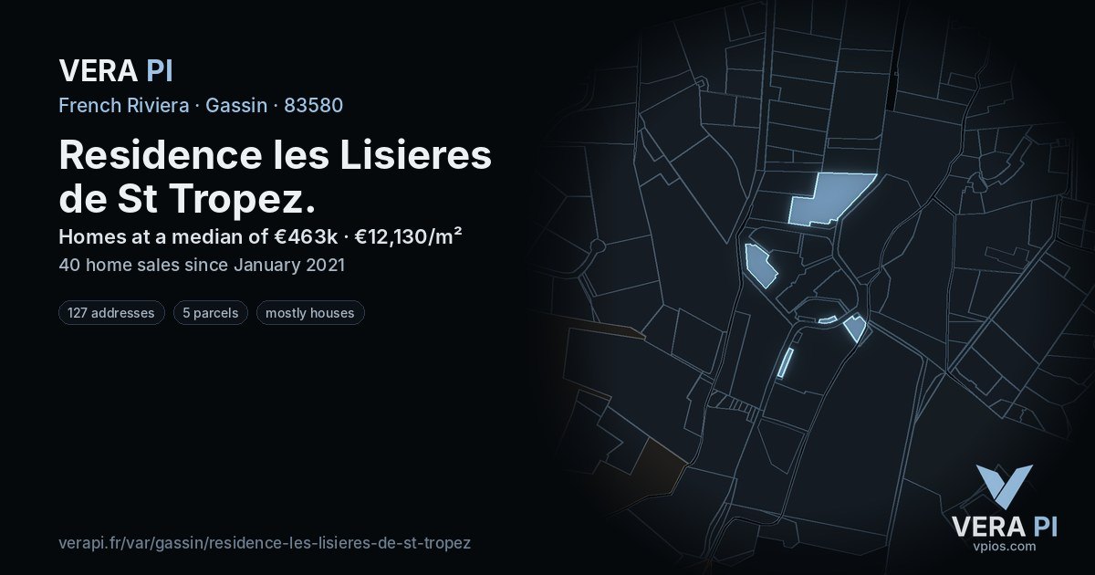 Residence les Lisieres de St Tropez, Gassin at night – every parcel coloured by the prices around it, the street's own parcels lit