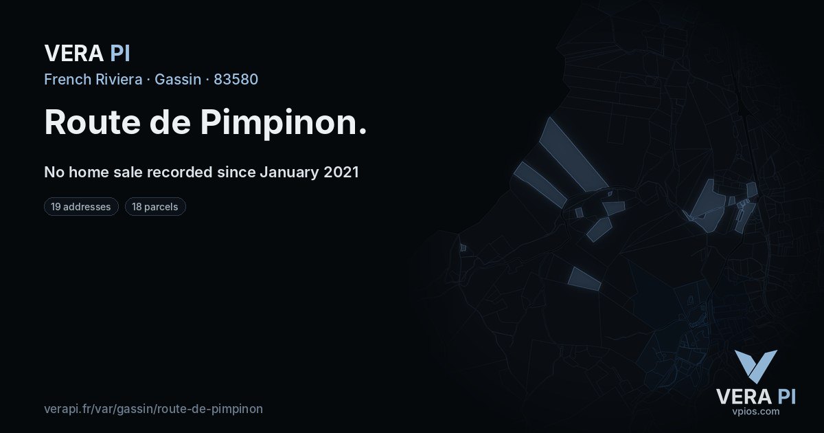 Route de Pimpinon, Gassin at night – every parcel coloured by the prices around it, the street's own parcels lit