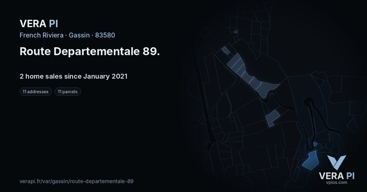Route Departementale 89, Gassin at night – every parcel coloured by the prices around it, the street's own parcels lit