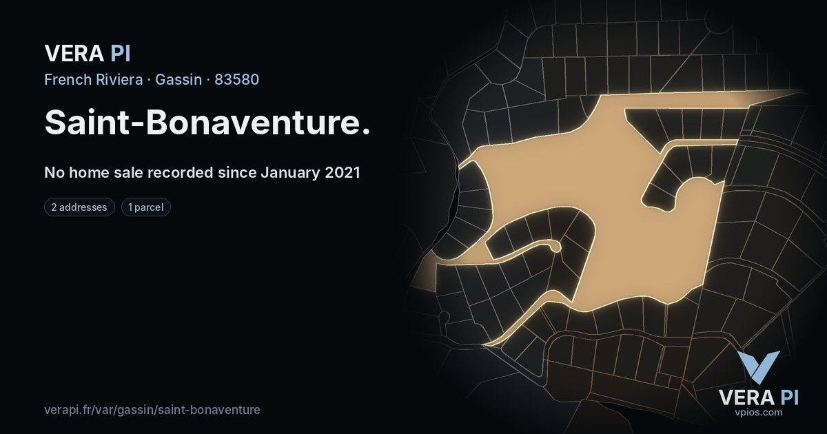 Saint-Bonaventure, Gassin at night – every parcel coloured by the prices around it, the street's own parcels lit