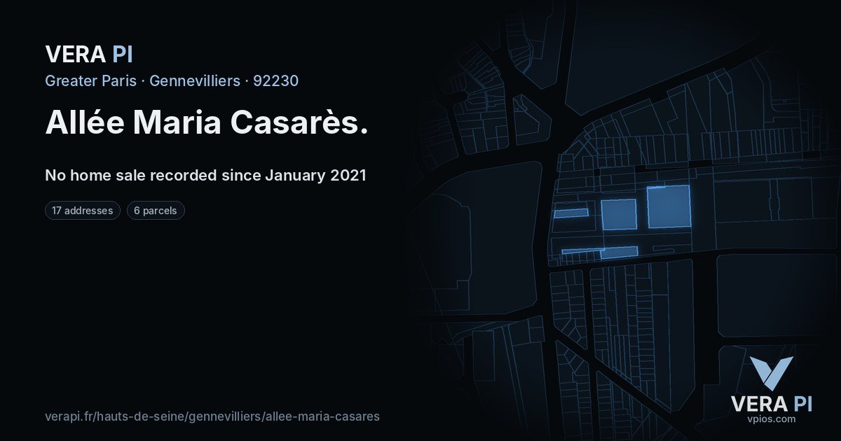 Allée Maria Casarès, Gennevilliers at night – every parcel coloured by the prices around it, the street's own parcels lit