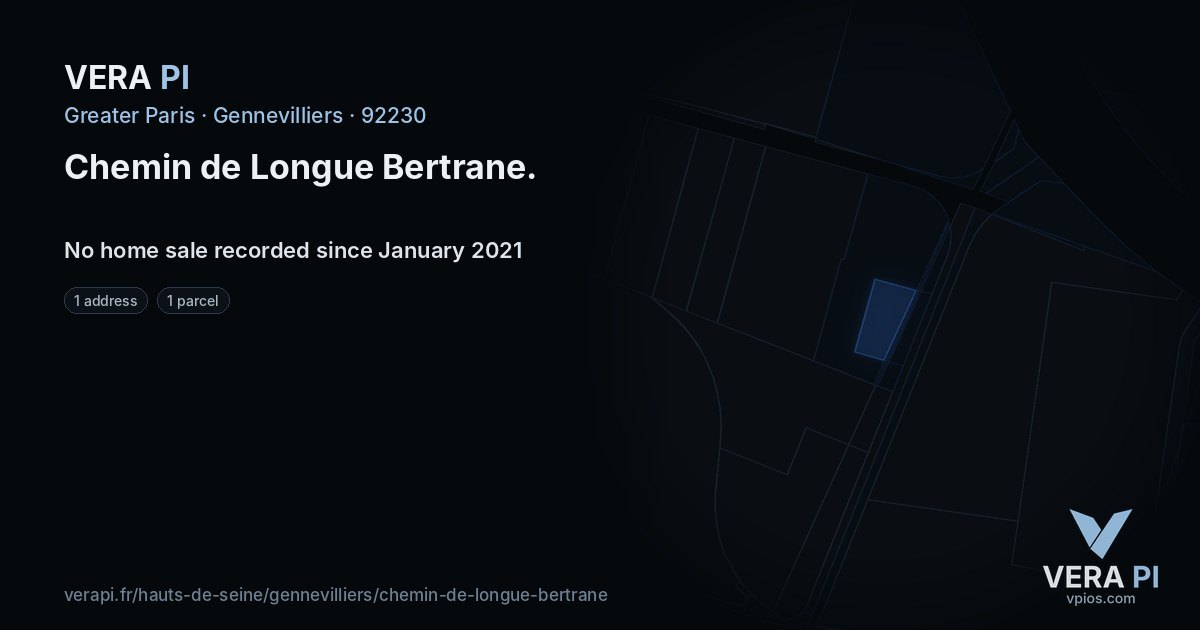 Chemin de Longue Bertrane, Gennevilliers at night – every parcel coloured by the prices around it, the street's own parcels lit