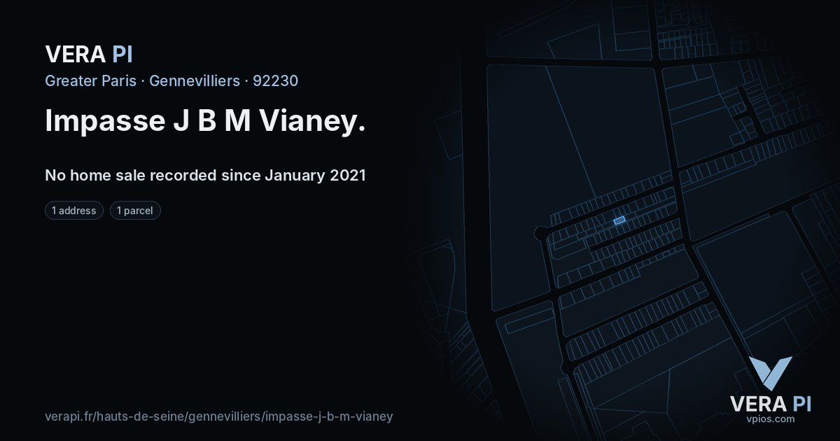 Impasse J B M Vianey, Gennevilliers at night – every parcel coloured by the prices around it, the street's own parcels lit