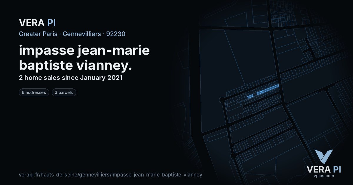 impasse jean-marie baptiste vianney, Gennevilliers at night – every parcel coloured by the prices around it, the street's own parcels lit