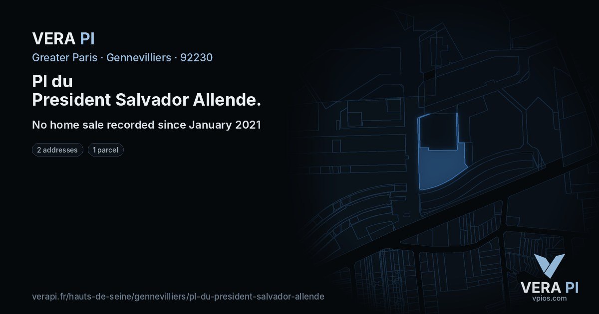 Pl du President Salvador Allende, Gennevilliers at night – every parcel coloured by the prices around it, the street's own parcels lit