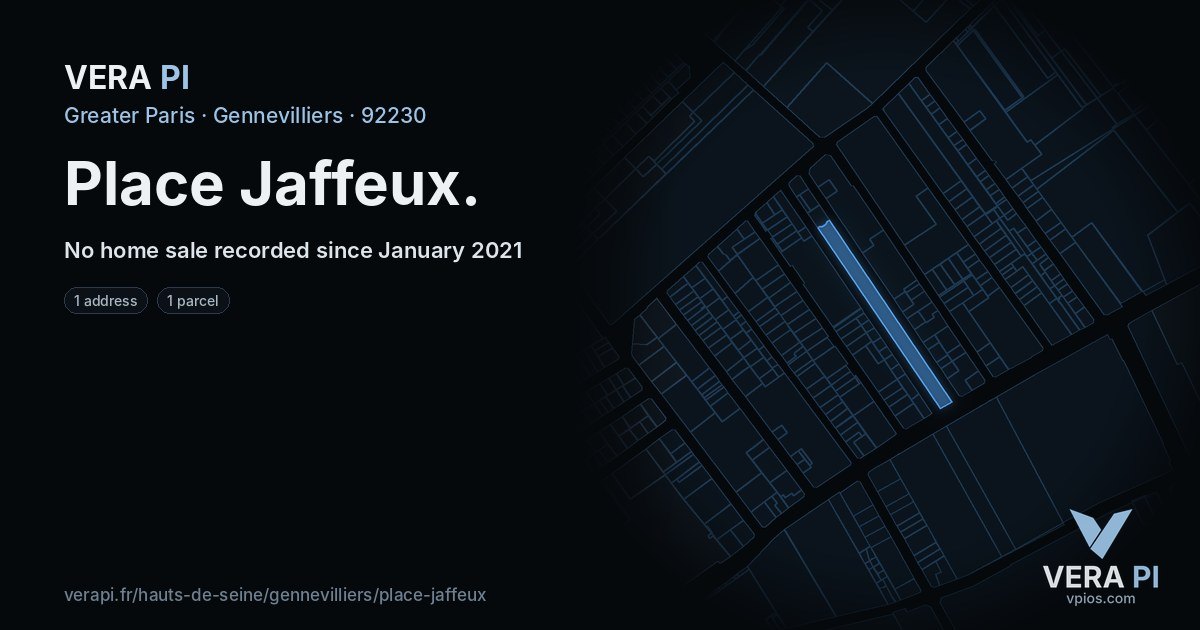 Place Jaffeux, Gennevilliers at night – every parcel coloured by the prices around it, the street's own parcels lit