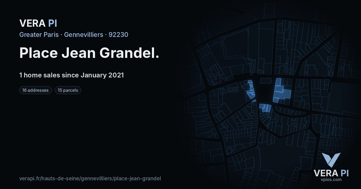 Place Jean Grandel, Gennevilliers at night – every parcel coloured by the prices around it, the street's own parcels lit