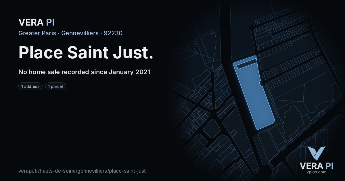 Place Saint Just, Gennevilliers at night – every parcel coloured by the prices around it, the street's own parcels lit