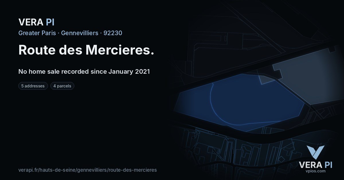 Route des Mercieres, Gennevilliers at night – every parcel coloured by the prices around it, the street's own parcels lit