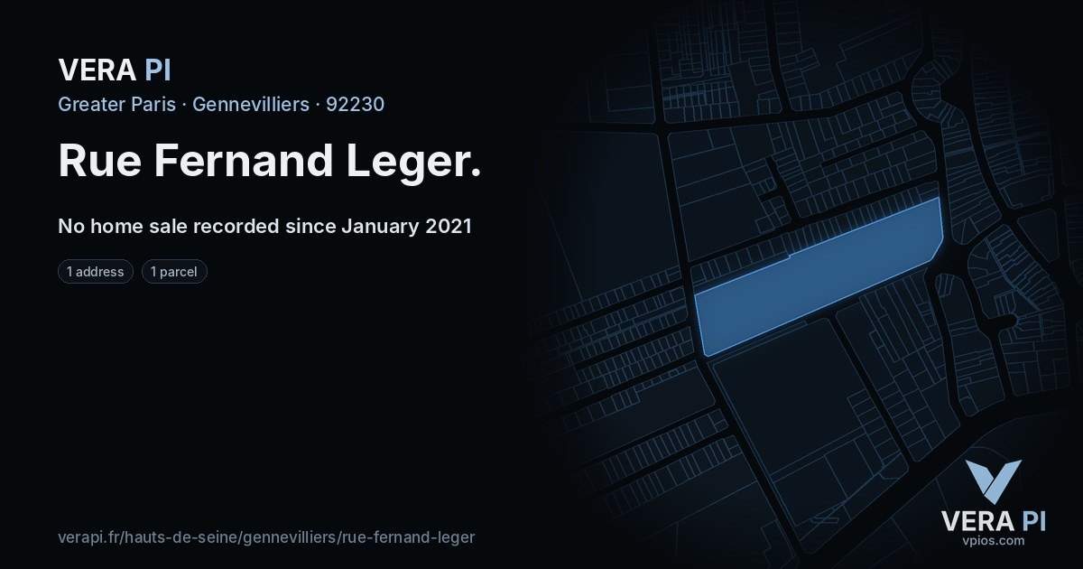 Rue Fernand Leger, Gennevilliers at night – every parcel coloured by the prices around it, the street's own parcels lit