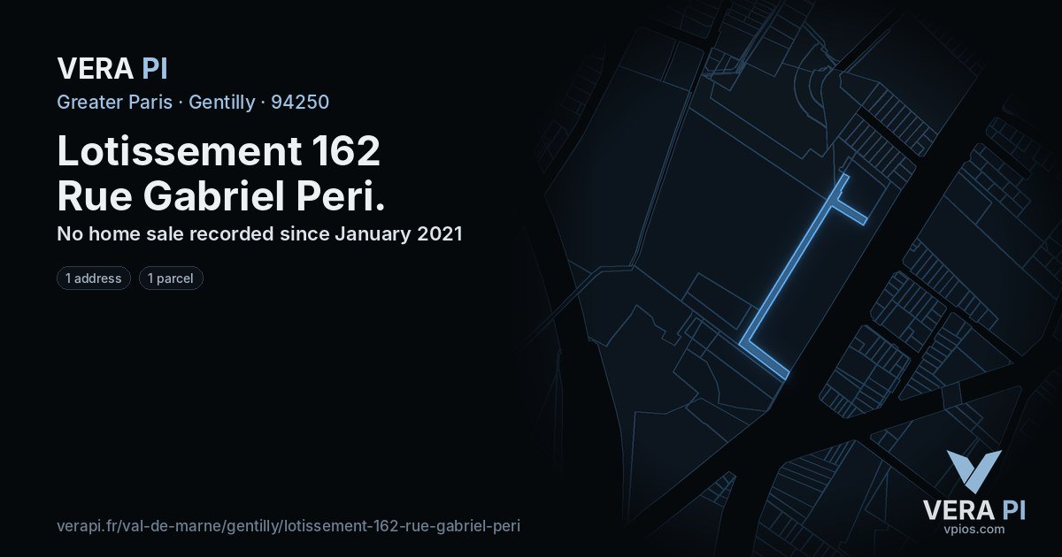 Lotissement 162 Rue Gabriel Peri, Gentilly at night – every parcel coloured by the prices around it, the street's own parcels lit
