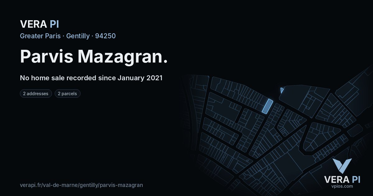 Parvis Mazagran, Gentilly at night – every parcel coloured by the prices around it, the street's own parcels lit