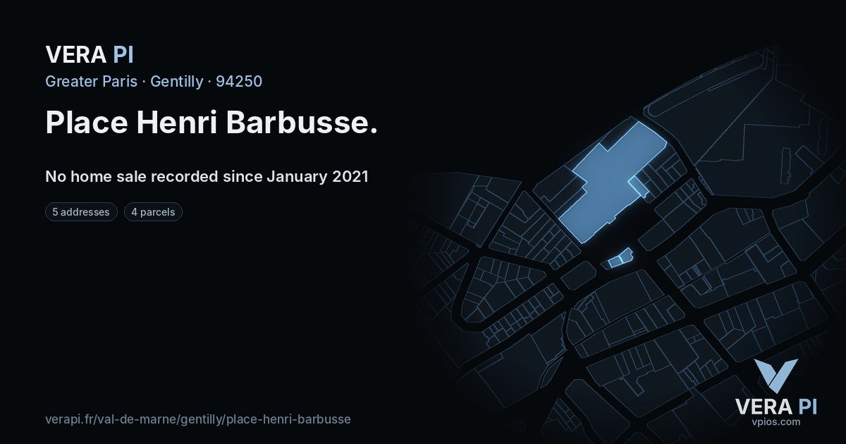Place Henri Barbusse, Gentilly at night – every parcel coloured by the prices around it, the street's own parcels lit