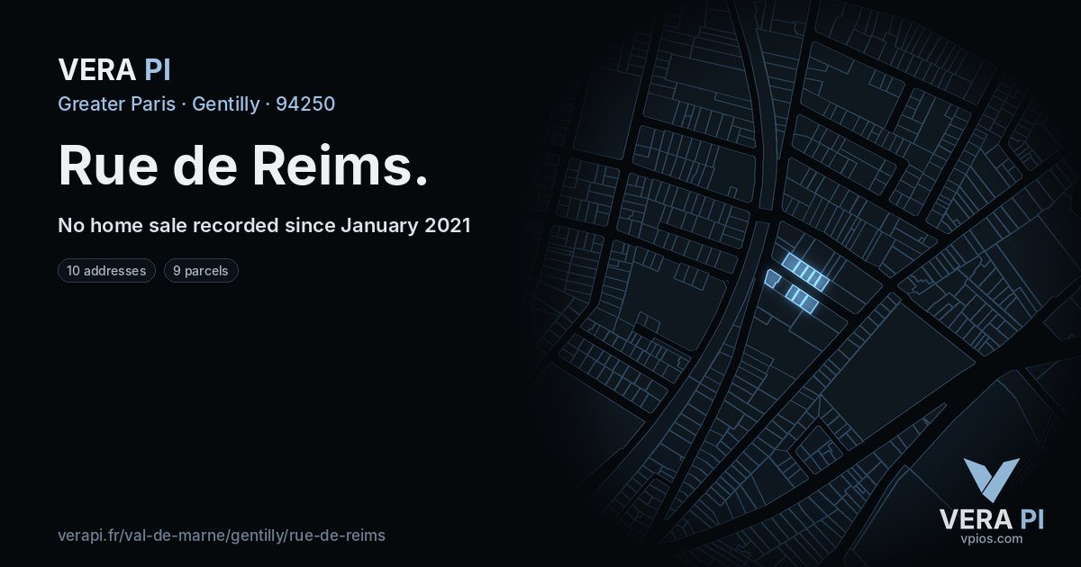 Rue de Reims, Gentilly at night – every parcel coloured by the prices around it, the street's own parcels lit