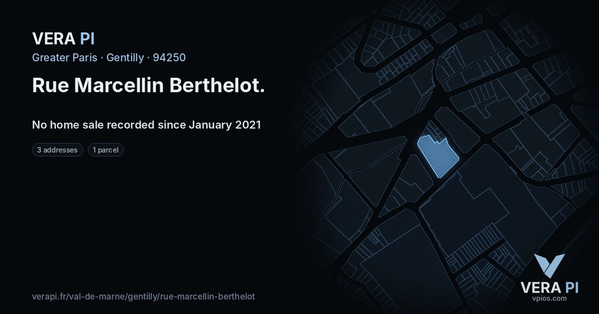 Rue Marcellin Berthelot, Gentilly at night – every parcel coloured by the prices around it, the street's own parcels lit