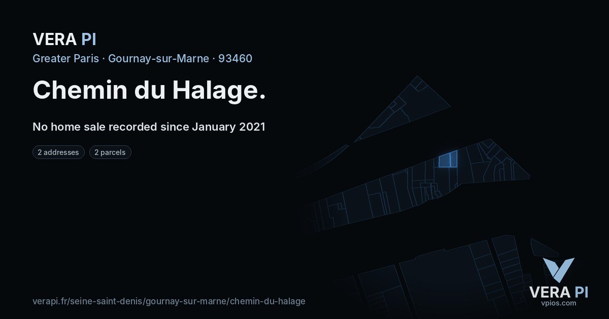 Chemin du Halage, Gournay-sur-Marne at night – every parcel coloured by the prices around it, the street's own parcels lit