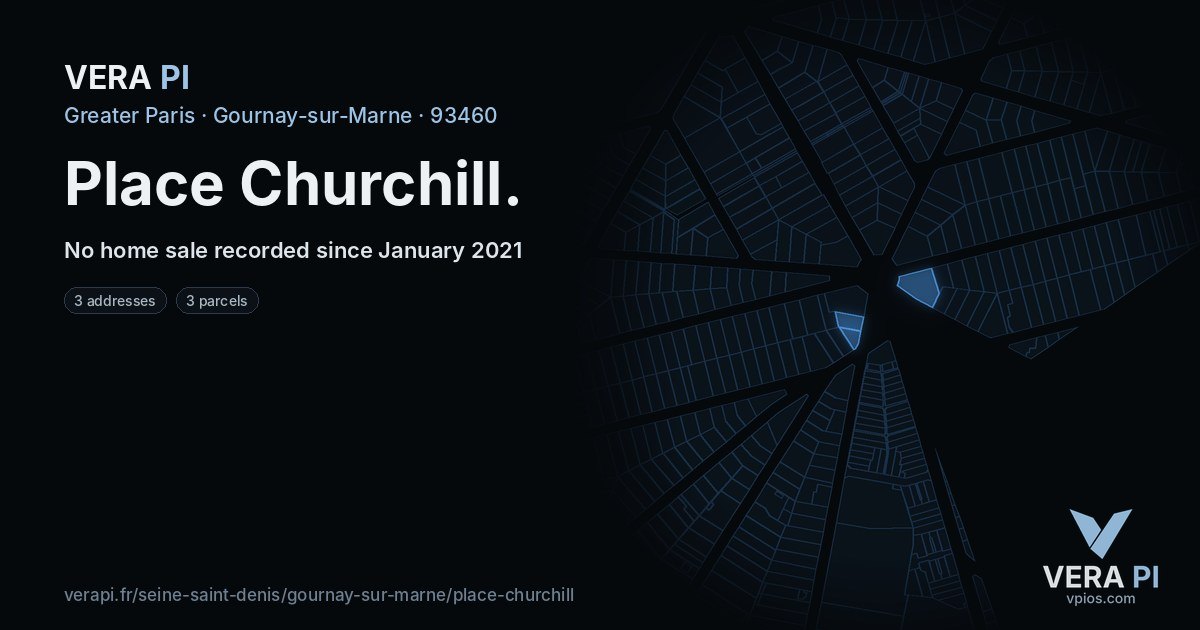 Place Churchill, Gournay-sur-Marne at night – every parcel coloured by the prices around it, the street's own parcels lit