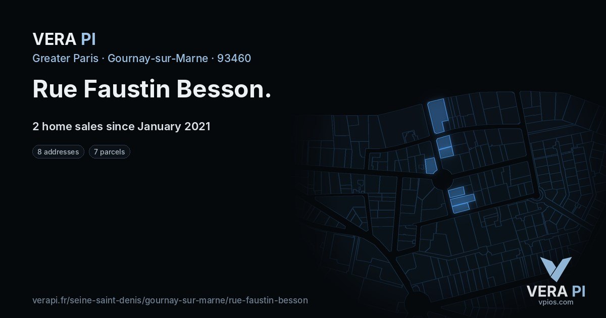 Rue Faustin Besson, Gournay-sur-Marne at night – every parcel coloured by the prices around it, the street's own parcels lit