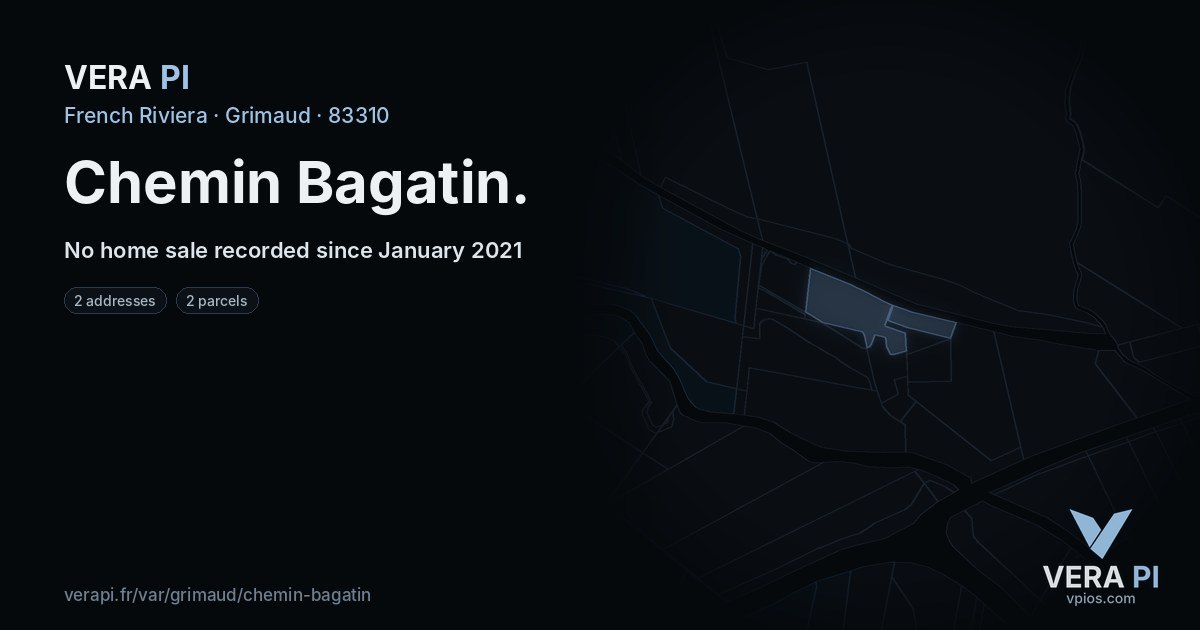 Chemin Bagatin, Grimaud at night – every parcel coloured by the prices around it, the street's own parcels lit