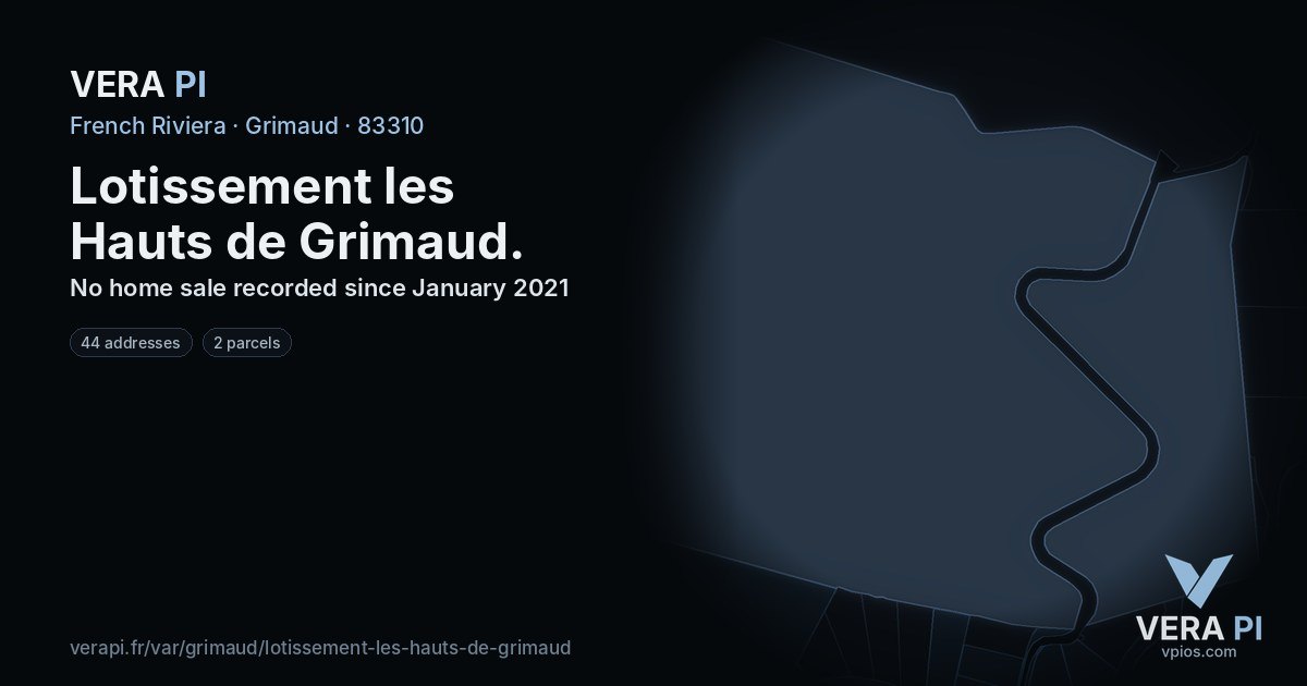 Lotissement les Hauts de Grimaud, Grimaud at night – every parcel coloured by the prices around it, the street's own parcels lit