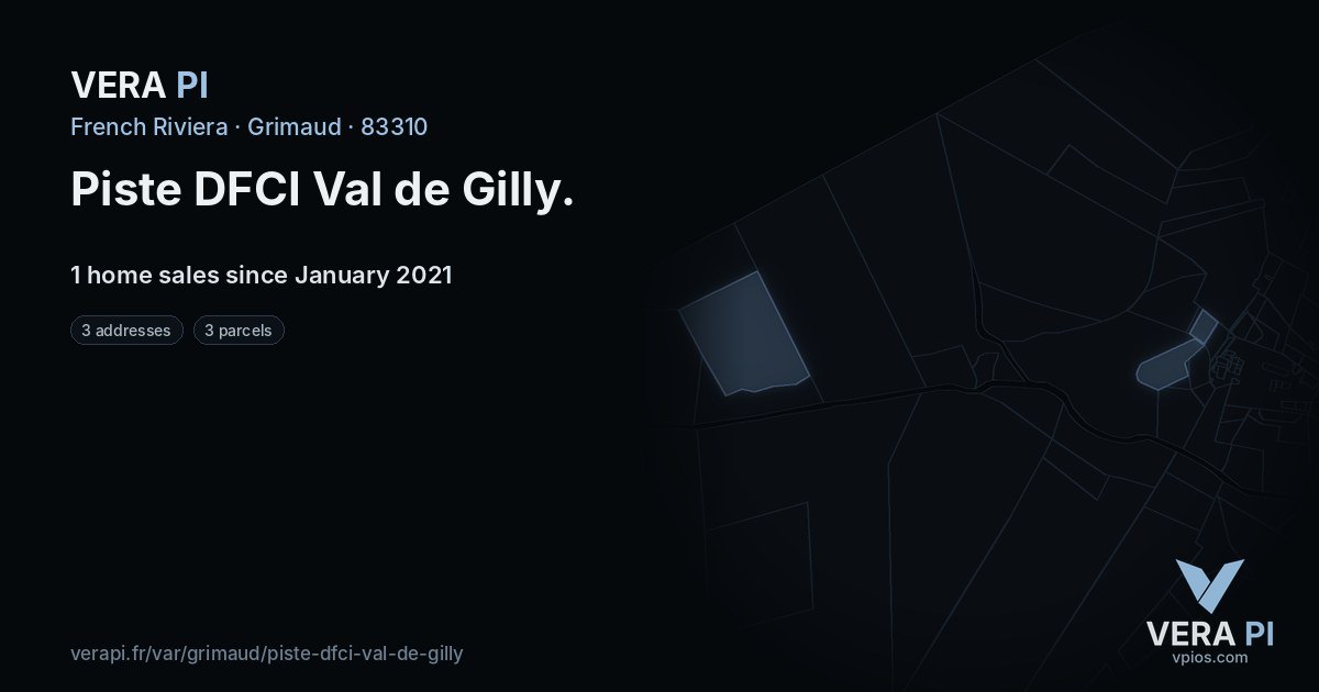 Piste DFCI Val de Gilly, Grimaud at night – every parcel coloured by the prices around it, the street's own parcels lit
