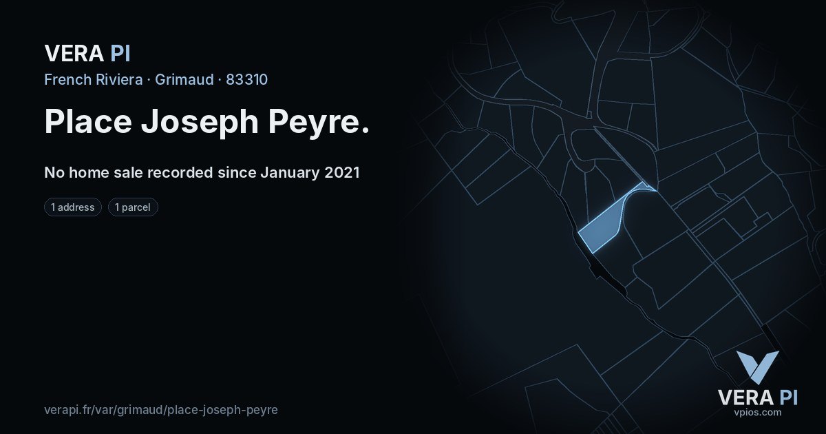Place Joseph Peyre, Grimaud at night – every parcel coloured by the prices around it, the street's own parcels lit