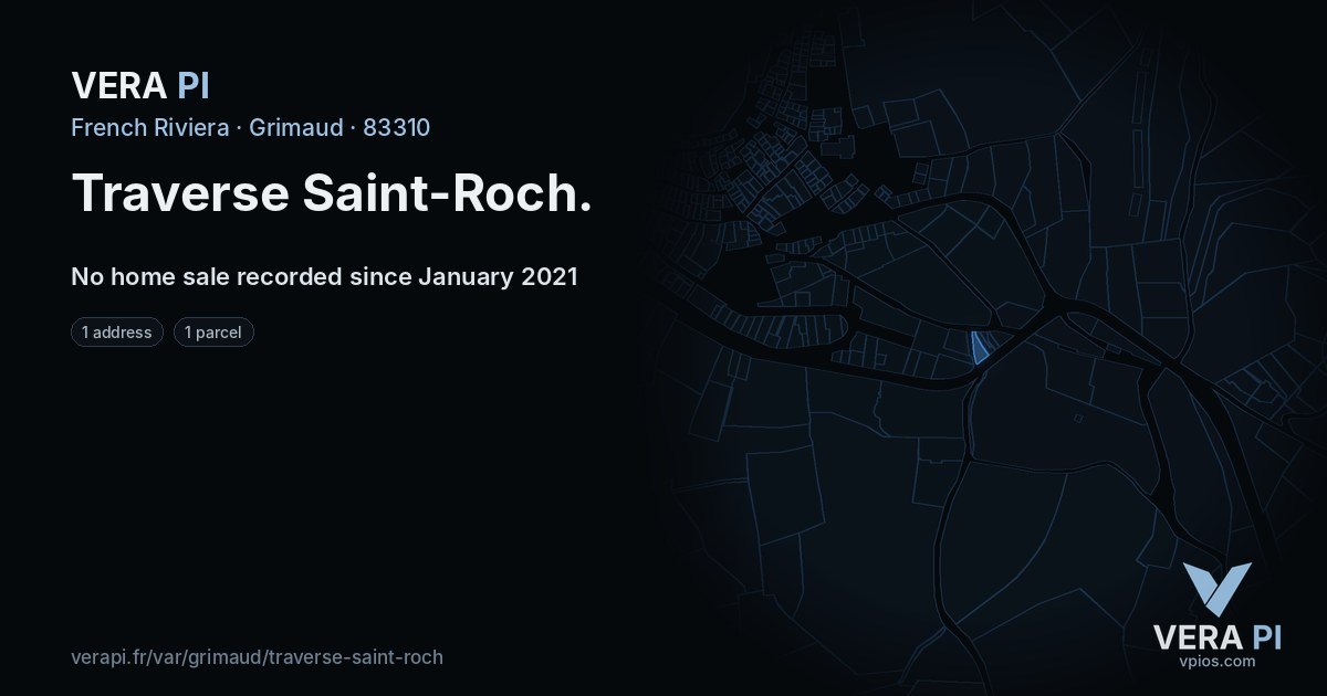 Traverse Saint-Roch, Grimaud at night – every parcel coloured by the prices around it, the street's own parcels lit