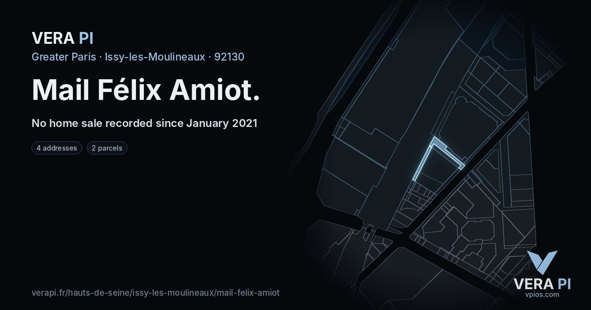 Mail Félix Amiot, Issy-les-Moulineaux at night – every parcel coloured by the prices around it, the street's own parcels lit