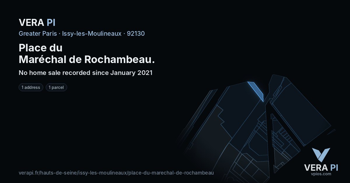 Place du Maréchal de Rochambeau, Issy-les-Moulineaux at night – every parcel coloured by the prices around it, the street's own parcels lit