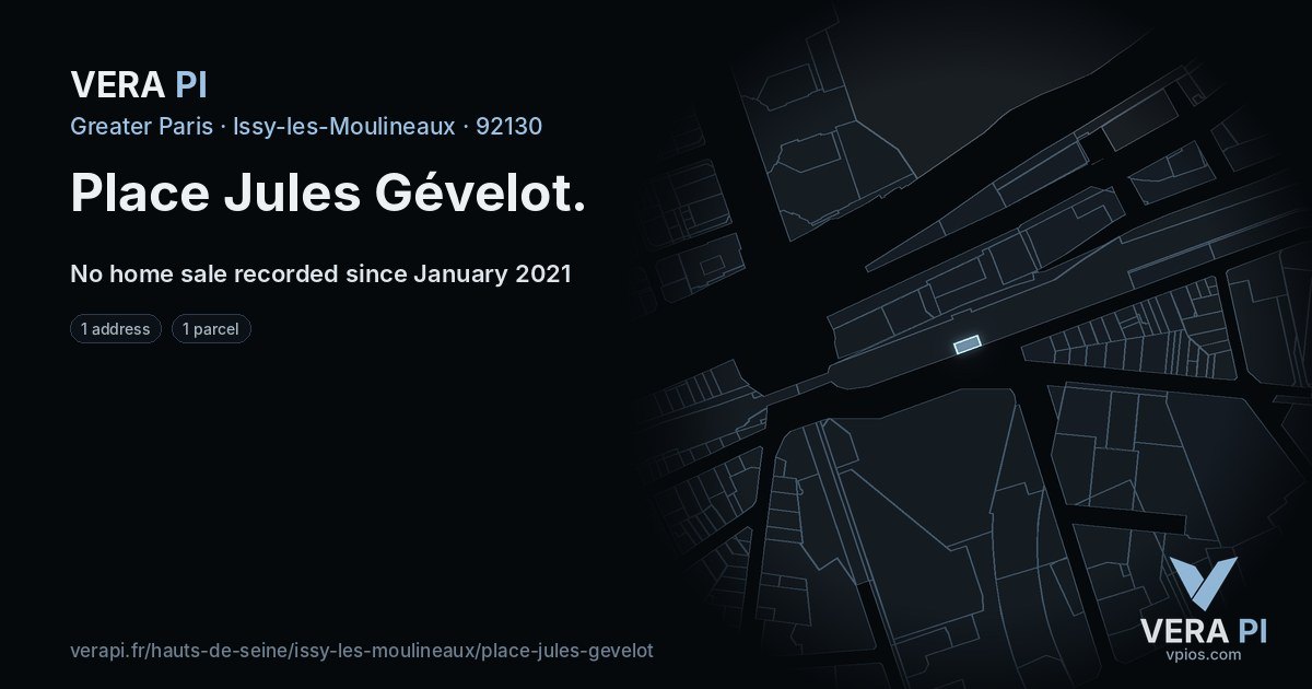 Place Jules Gévelot, Issy-les-Moulineaux at night – every parcel coloured by the prices around it, the street's own parcels lit