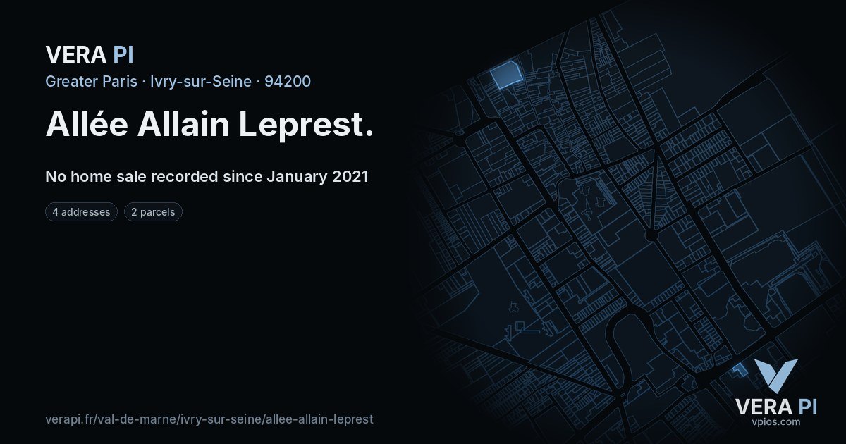 Allée Allain Leprest, Ivry-sur-Seine at night – every parcel coloured by the prices around it, the street's own parcels lit