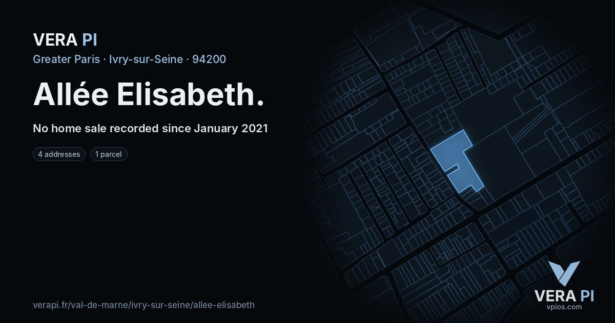 Allée Elisabeth, Ivry-sur-Seine at night – every parcel coloured by the prices around it, the street's own parcels lit