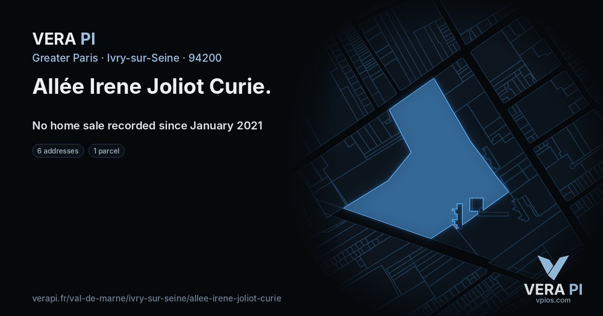 Allée Irene Joliot Curie, Ivry-sur-Seine at night – every parcel coloured by the prices around it, the street's own parcels lit